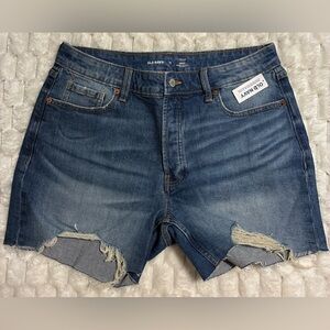 Old Navy Blue Distressed Jean Shorts with Frayed Hem - Size 12